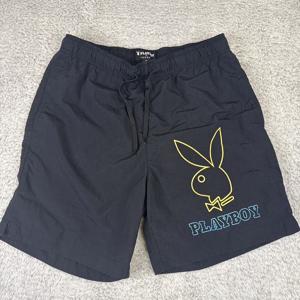 Playboy by PACSUN bunny logo quick dry swim trunks Size M Y2K